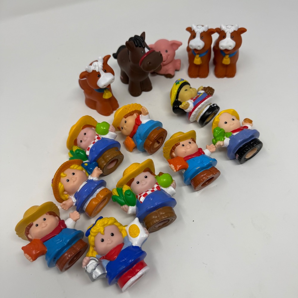 Fisher-Price Little People Farm Figure Lot Farmers Cows Horse Pig 13pc 1997-2003